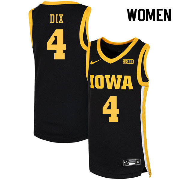 Women #4 Josh Dix Iowa Hawkeyes College Basketball Jerseys Stitched Sale-Black